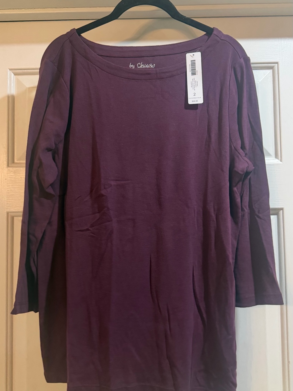 Chicos NWT Size 2/Large Plum 3/4 Sleeve Tee #basic #layer #fall
